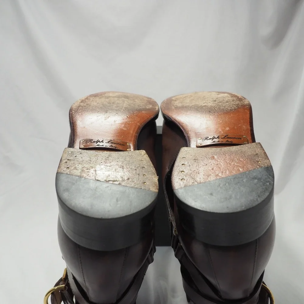 Ralph Lauren Wellington Jodhpur Boots Mens 10.5 Brown Leather Purple Label Italy